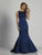 Dave & Johnny - A6150 Shining Bateau Mermaid Gown in Blue