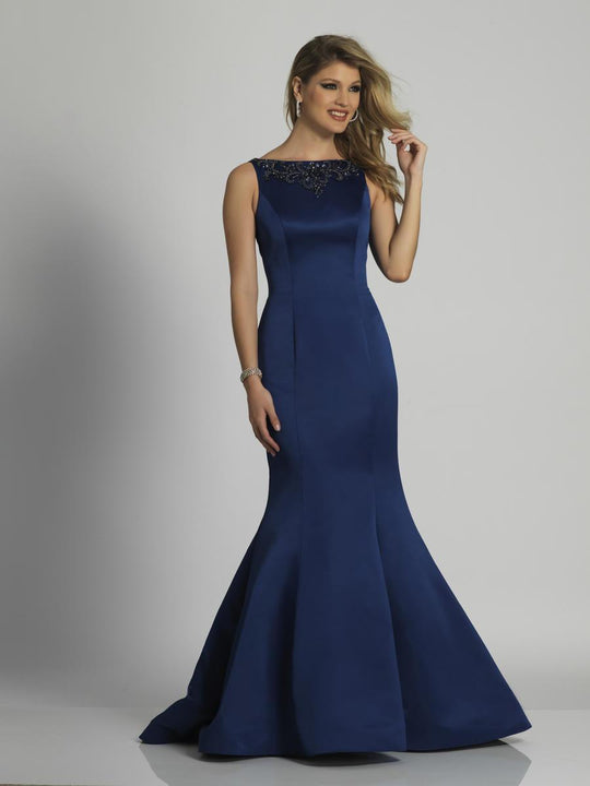 Dave & Johnny - A6150 Shining Bateau Mermaid Gown in Blue