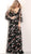 Jovani - 61525 Illusion Angel Sleeve Floral Embroidered Gown in Black and Multi-Color