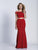 Dave & Johnny - A6153 Classy Two Piece Off Shoulder Evening Gown in Red