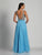 Dave & Johnny - A6155 Deep V-Neck Beaded Evening Gown in Blue
