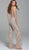 Jovani - Bead Embellished Plunging V-neck Jumpsuit 61573 In Silver and Nude