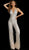 Jovani - Bead Embellished Plunging V-neck Jumpsuit 61573 In Silver and Nude