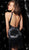 Jovani - 61576 Metallic Fringed High Halter Cocktail Dress in Black