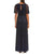 Aidan Mattox  - MD1E201195 Short Flutter Sleeve Adorned Capelet Gown in Blue and Black
