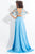 Rachel Allan  - 6157 Floral Beaded Kimono Two-Piece Gown in Blue