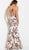Jovani - 61592 Plunging Halter Floral Mermaid Gown in White