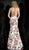 Jovani - 61592 Plunging Halter Floral Mermaid Gown in White