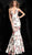 Jovani - 61592 Plunging Halter Floral Mermaid Gown in White