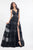 Rachel Allan  - 6159 Sleeveless Striped Lace Overlay Gown in Black