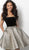 Jovani - 61615 Two Tone Strapless Velvet Gold Brocade A-line Dress In Black and Gold