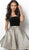 Jovani - 61615 Two Tone Strapless Velvet Gold Brocade A-line Dress In Black and Gold
