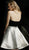 Jovani - 61615 Two Tone Strapless Velvet Gold Brocade A-line Dress In Black and Gold