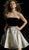 Jovani - 61615 Two Tone Strapless Velvet Gold Brocade A-line Dress In Black and Gold