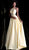 Jovani - 61645 Embellished Halter Long A-line Dress in Yellow
