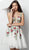 Jovani - 61649 Floral Embroidered Plunging V-Neck Cocktail Dress in White and Multi-Color