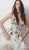 Jovani - 61649 Floral Embroidered Plunging V-Neck Cocktail Dress in White and Multi-Color