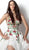 Jovani - 61649 Floral Embroidered Plunging V-Neck Cocktail Dress in White and Multi-Color