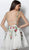 Jovani - 61649 Floral Embroidered Plunging V-Neck Cocktail Dress in White and Multi-Color
