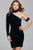 61667 Single Long Sleeve High Neck Velvet Sheath Dress