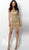 Jovani - 616841 Beaded Fringe One Shoulder Sheath Dress in Gold