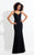 Rachel Allan  - 6168 Lace/Tulle V-neck Sheath Dress in Black