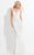 Rachel Allan  - 6168 Lace/Tulle V-neck Sheath Dress in White