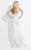 Rachel Allan  - 6168 Lace/Tulle V-neck Sheath Dress in White