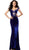 Jovani - 61697 Embellished Off-Shoulder Velvet Trumpet Dress in Blue