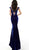 Jovani - 61697 Embellished Off-Shoulder Velvet Trumpet Dress in Blue