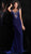 Jovani - 61697 Embellished Off-Shoulder Velvet Trumpet Dress in Blue