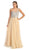 Jewel Embellished Asymmetrical Neck Chiffon Prom Dress
