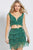 61708 Plunging V-Neck Two-Piece Fringe Short Dress