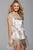 Jovani - Cap Sleeve Jewel Neck Fringe Short Dress 61709 - Silver