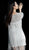 Jovani - 61780 Beaded Fringe Jewel Neck Sheath Dress in Silver