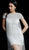 Jovani - 61780 Beaded Fringe Jewel Neck Sheath Dress in Silver