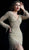 Jovani - 61784 Beaded Tulle Plunging V-neck Sheath Dress in Gold