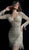 Jovani - 61784 Beaded Tulle Plunging V-neck Sheath Dress in Gold