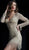 Jovani - 61784 Beaded Tulle Plunging V-neck Sheath Dress in Gold