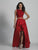 Dave & Johnny - A6178 Sleeveless Bateau Two Piece Evening Gown in Red