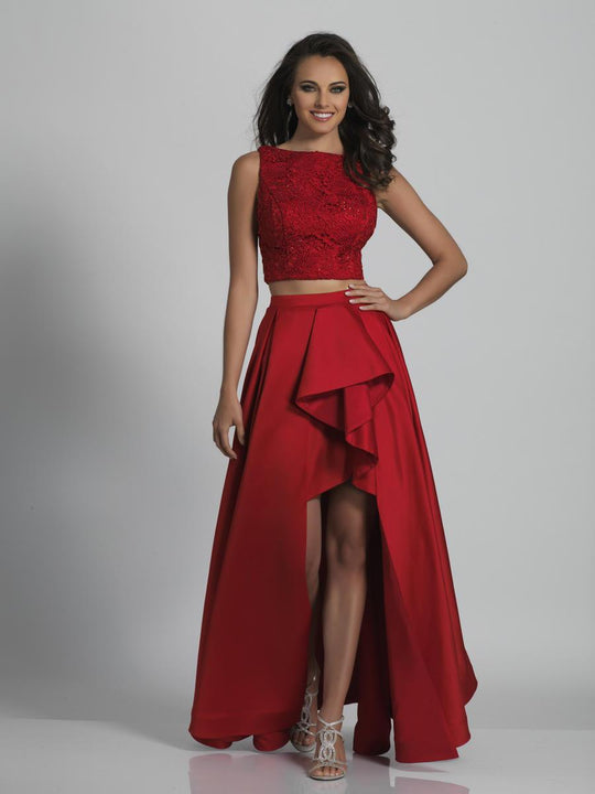 Dave & Johnny - A6178 Sleeveless Bateau Two Piece Evening Gown in Red