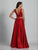 Dave & Johnny - A6178 Sleeveless Bateau Two Piece Evening Gown in Red