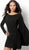 Jovani - 61804 Stone Embellished Bateau Sheath Dress With Front Tail in Black