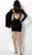 Jovani - 61804 Stone Embellished Bateau Sheath Dress With Front Tail in Black
