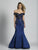 Dave & Johnny - A6181 Texture Off The Shoulder Mermaid Gown in Blue