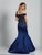 Dave & Johnny - A6181 Texture Off The Shoulder Mermaid Gown in Blue