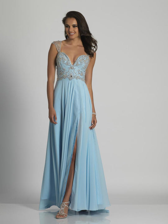 Dave & Johnny - A6183 Embellished Sweetheart A-line Dress in Blue