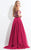 Rachel Allan  - 6184 Beaded Off-Shoulder Chiffon A-line Dress in Pink