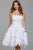 61859 Strapless Feathered Straight Neck Cocktail Dress
