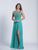 Dave & Johnny - A6187 Beaded Scoop A-line Dress in Green